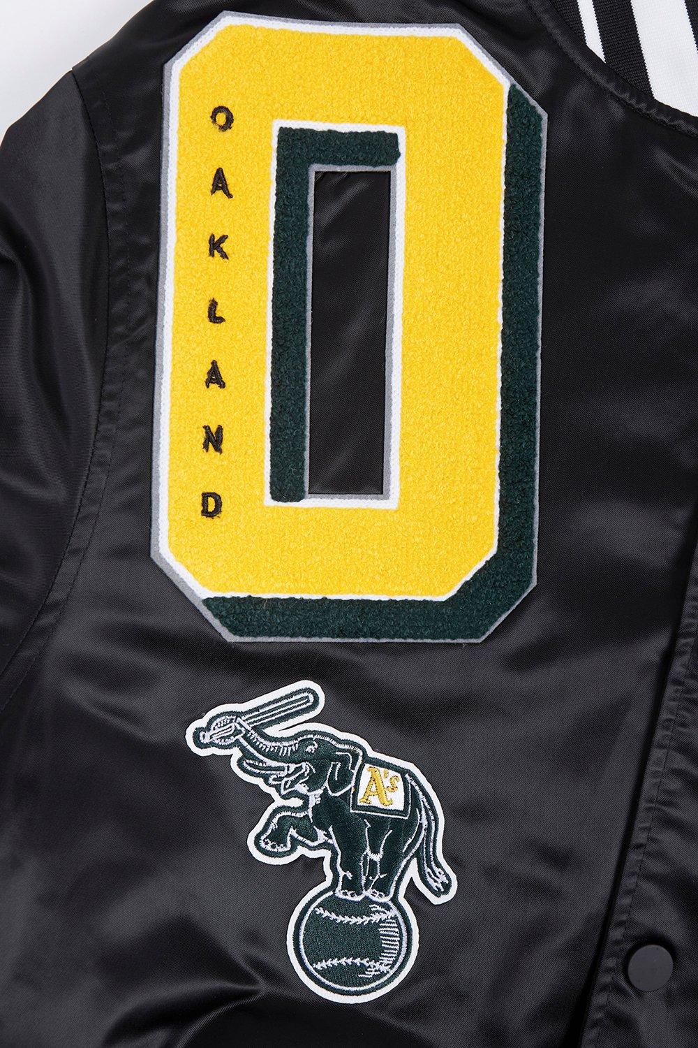 Pro Standard Men's MLB Oakland Athletics Mashup Rib Satin Jacket - Black - BLACK Thumbnail View 5