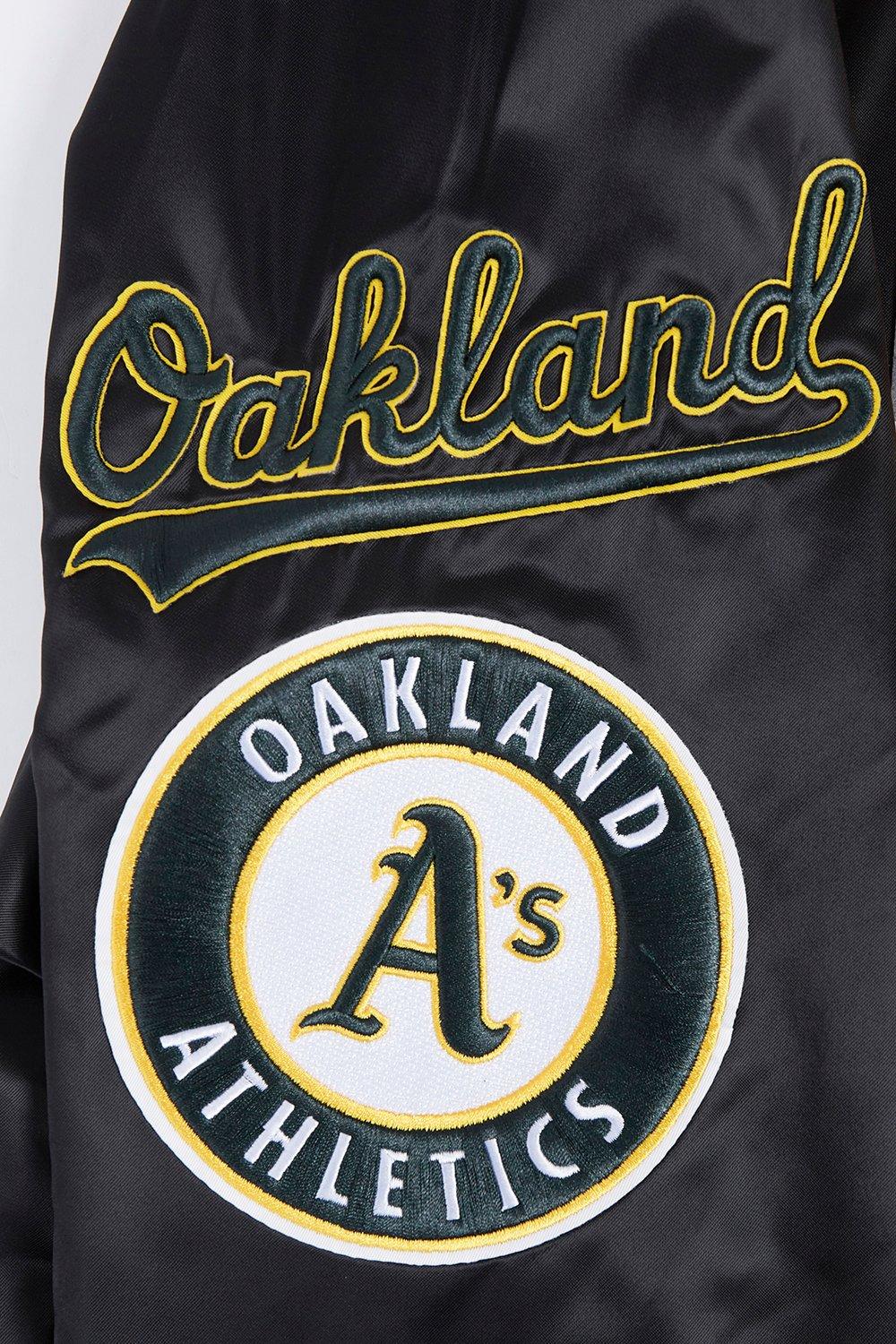 Pro Standard Men's MLB Oakland Athletics Mashup Rib Satin Jacket -Black - BLACK Thumbnail View 6