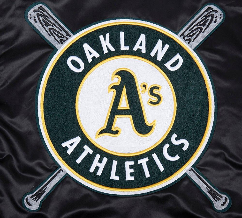 Pro Standard Men's MLB Oakland Athletics Mashup Rib Satin Jacket - Black - BLACK Thumbnail View 7
