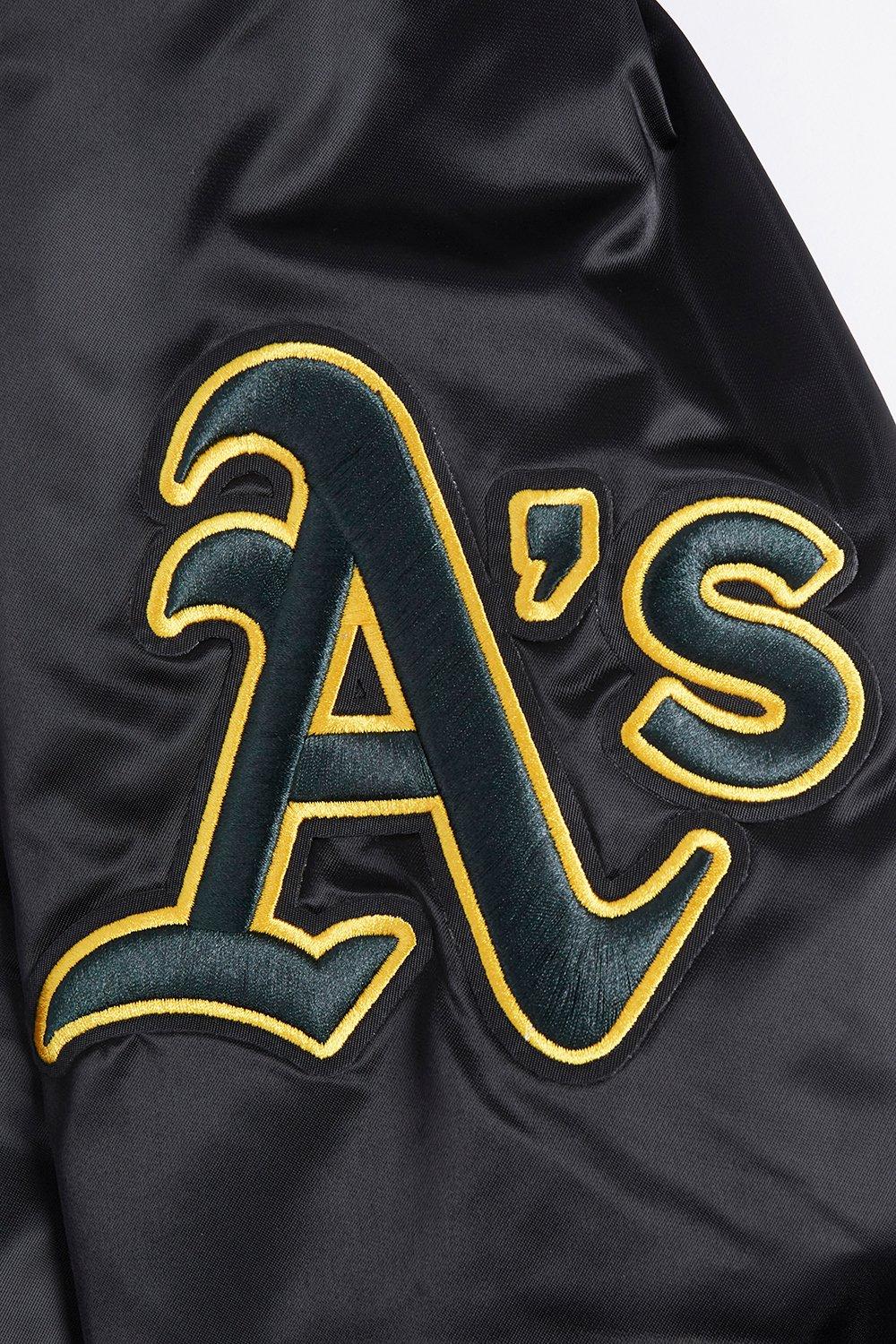 Pro Standard Men's MLB Oakland Athletics Mashup Rib Satin Jacket -Black - BLACK Thumbnail View 8