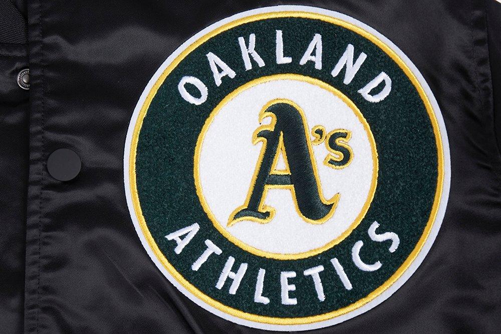 Pro Standard Men's MLB Oakland Athletics Mashup Rib Satin Jacket -Black - BLACK Thumbnail View 9