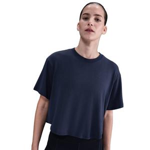 Nike Women's One Relaxed Dri-FIT Cropped Short-Sleeve Top -Navy