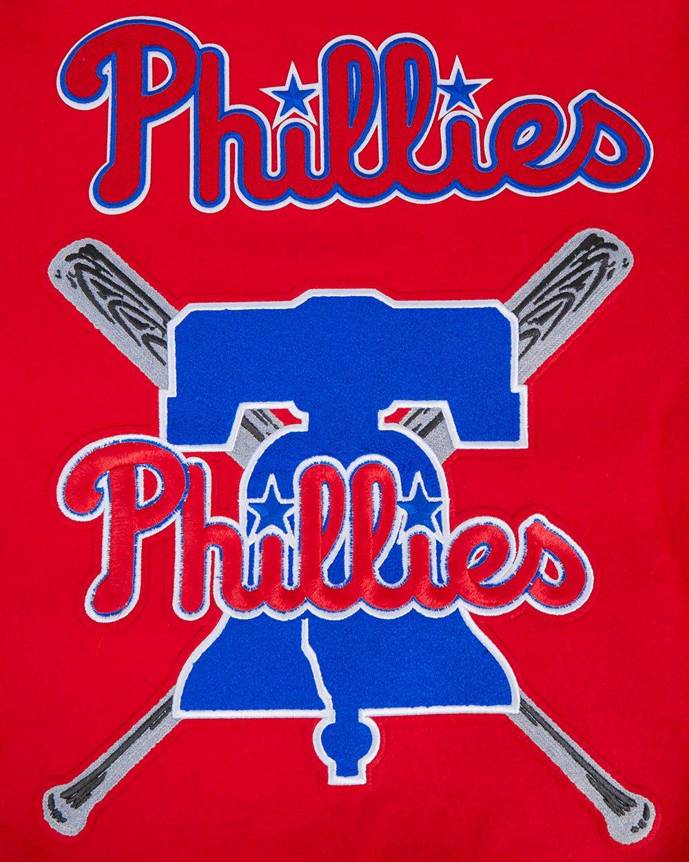 Pro Standard Men's MLB Philadelphia Phillies Mashup Rib Wool Varsity Jacket - Red/White - RED/WHITE Thumbnail View 5