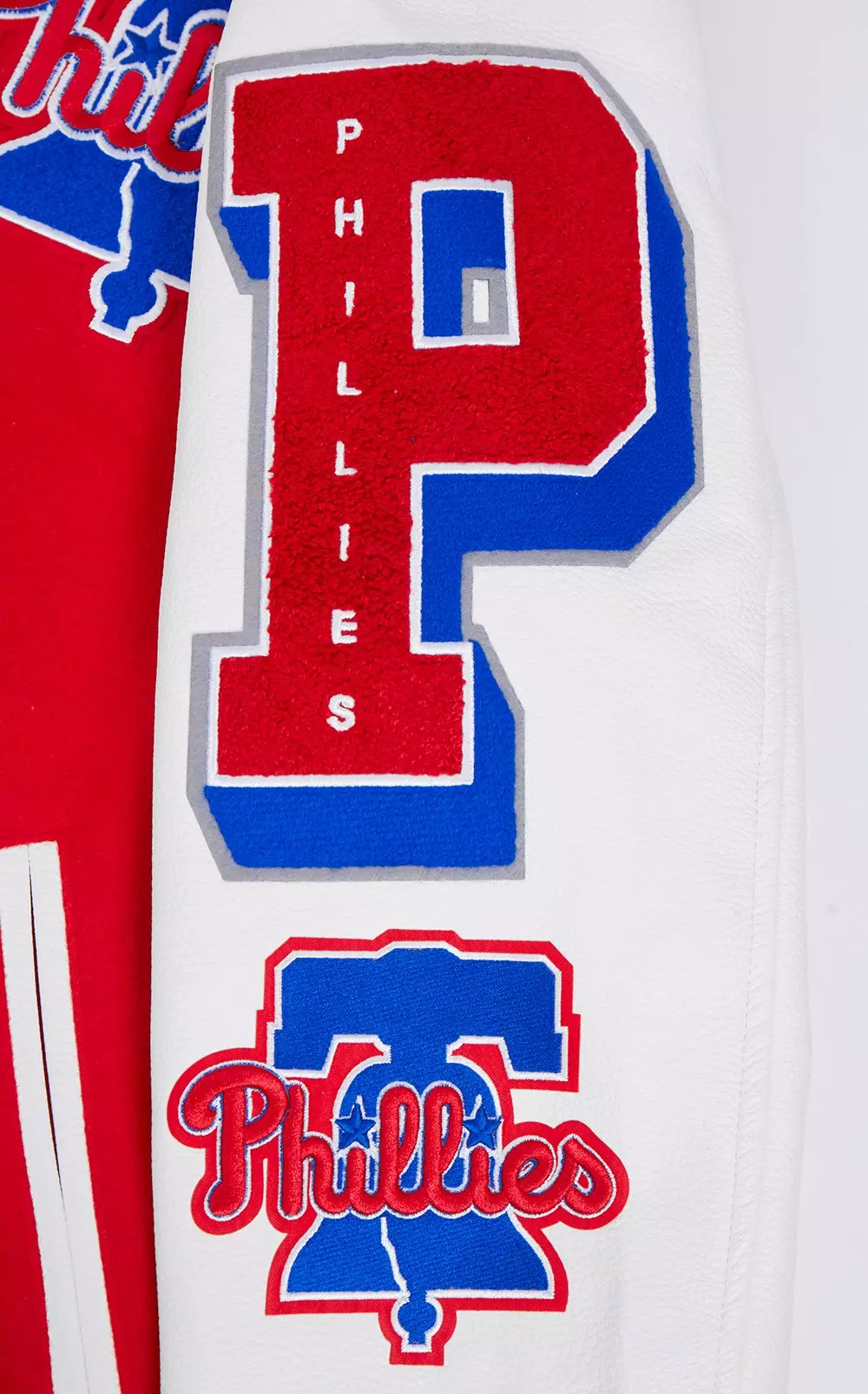 Pro Standard Men's MLB Philadelphia Phillies Mashup Rib Wool Varsity Jacket -Red/White - RED/WHITE