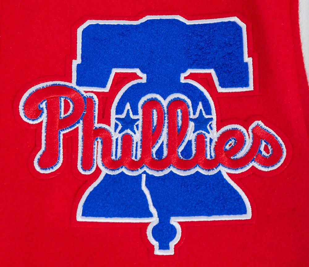 Pro Standard Men's MLB Philadelphia Phillies Mashup Rib Wool Varsity Jacket -Red/White - RED/WHITE Thumbnail View 7