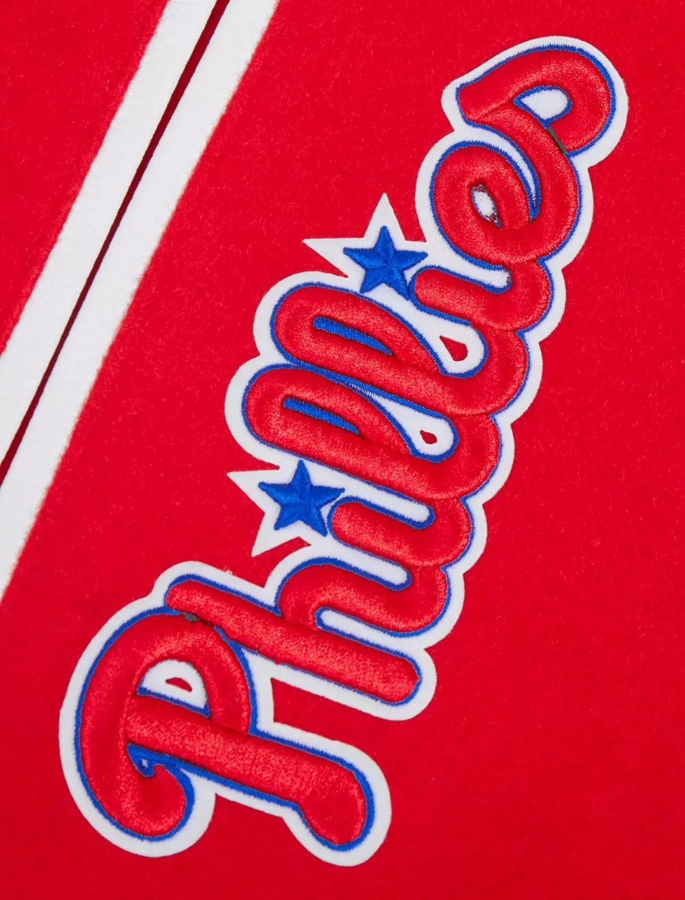 Pro Standard Men's MLB Philadelphia Phillies Mashup Rib Wool Varsity Jacket -Red/White - RED/WHITE