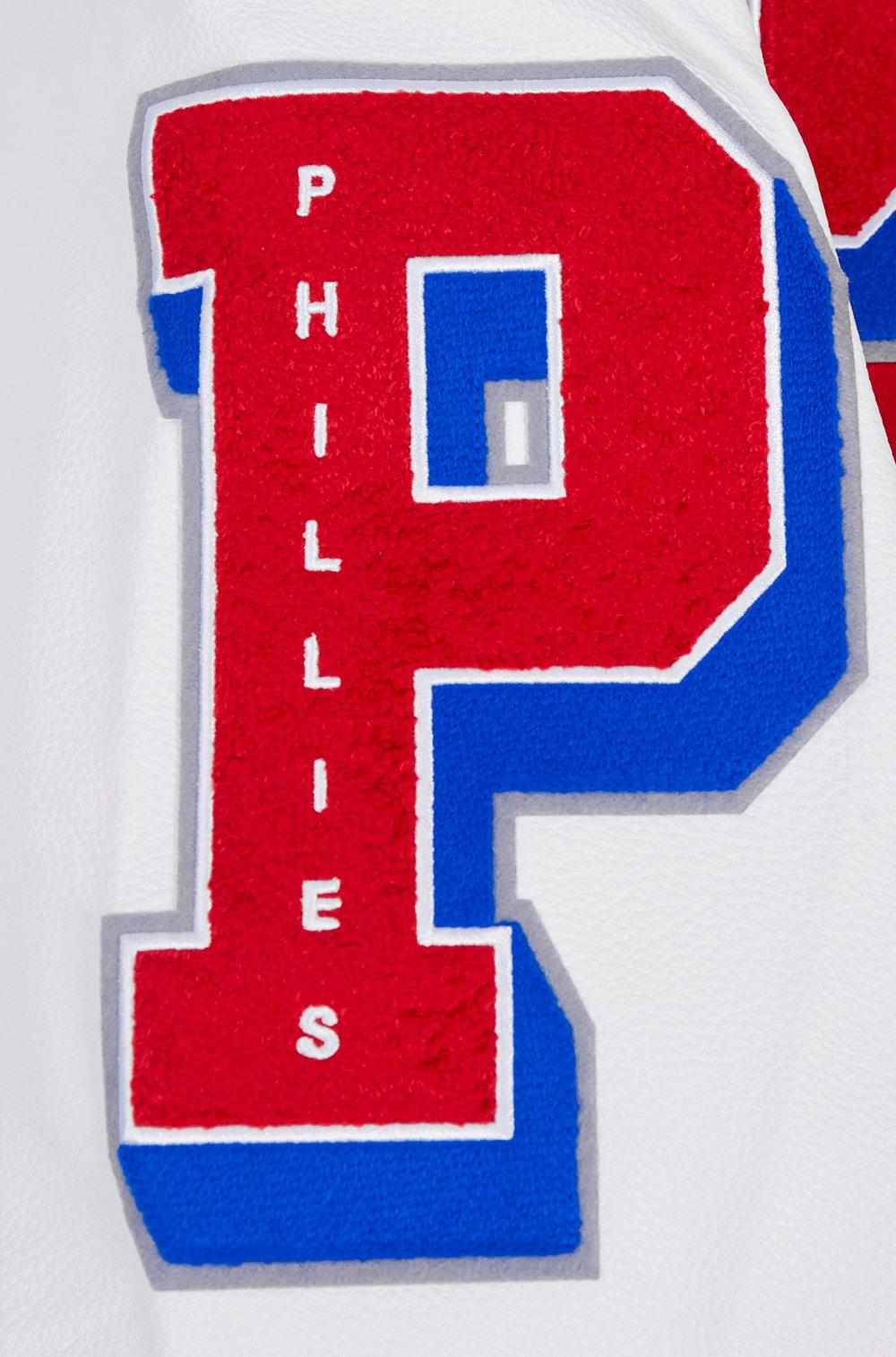 Pro Standard Men's MLB Philadelphia Phillies Mashup Rib Wool Varsity Jacket -Red/White - RED/WHITE Thumbnail View 10