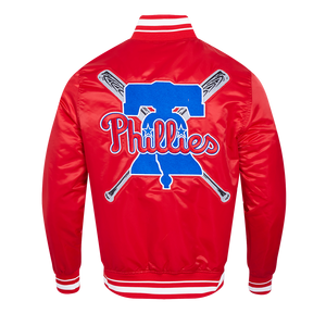 Pro Standard Men's MLB Philadelphia Phillies Mashup Rib Satin Jacket -Red