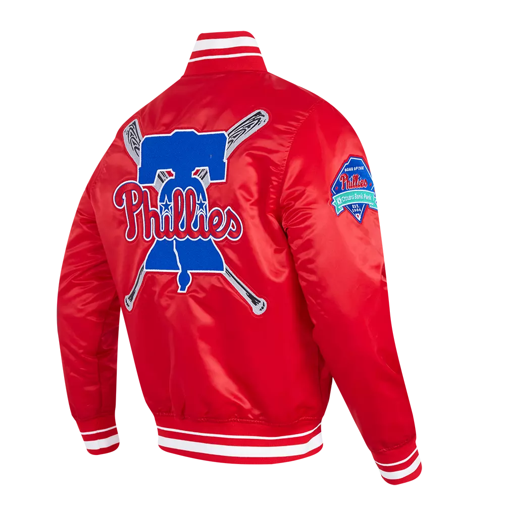 Pro Standard Men's MLB Philadelphia Phillies Mashup Rib Satin Jacket -Red - RED