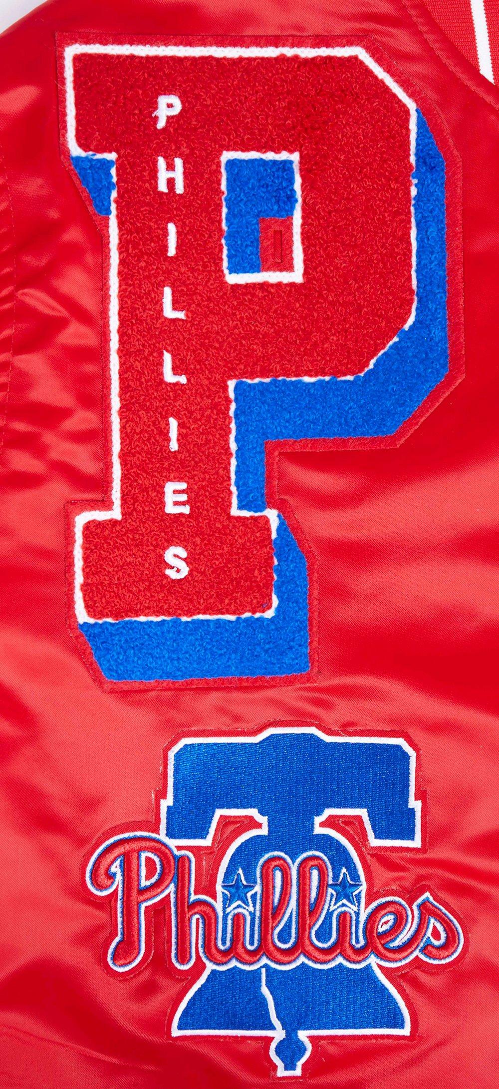 Pro Standard Men's MLB Philadelphia Phillies Mashup Rib Satin Jacket -Red - RED Thumbnail View 5