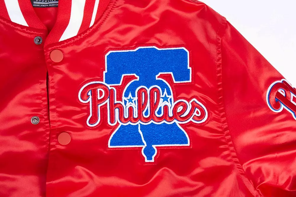 Pro Standard Men's MLB Philadelphia Phillies Mashup Rib Satin Jacket - Red - RED