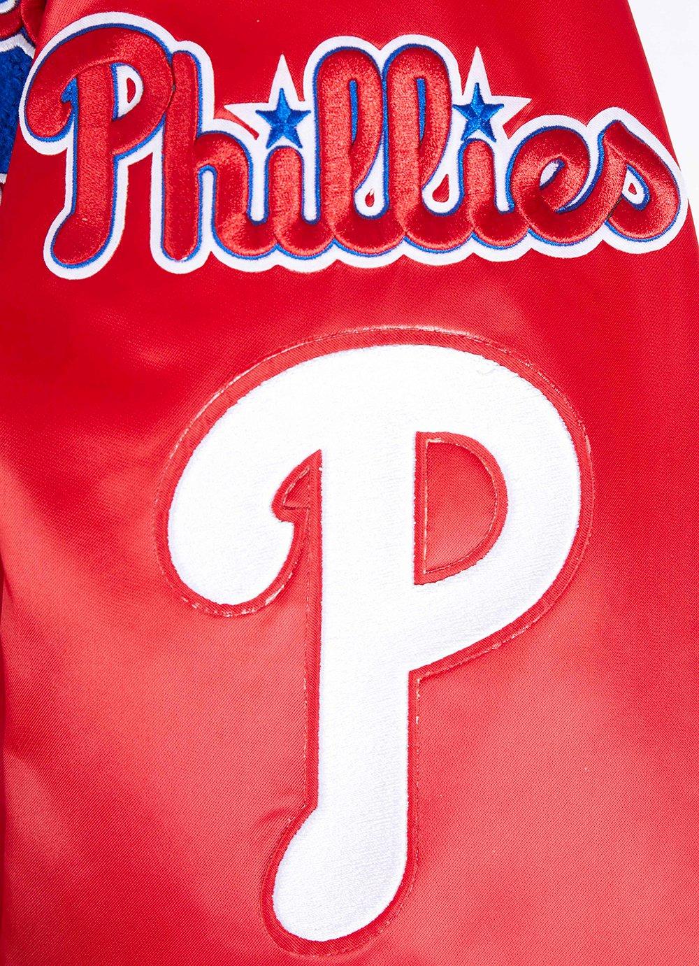 Pro Standard Men's MLB Philadelphia Phillies Mashup Rib Satin Jacket - Red - RED Thumbnail View 8