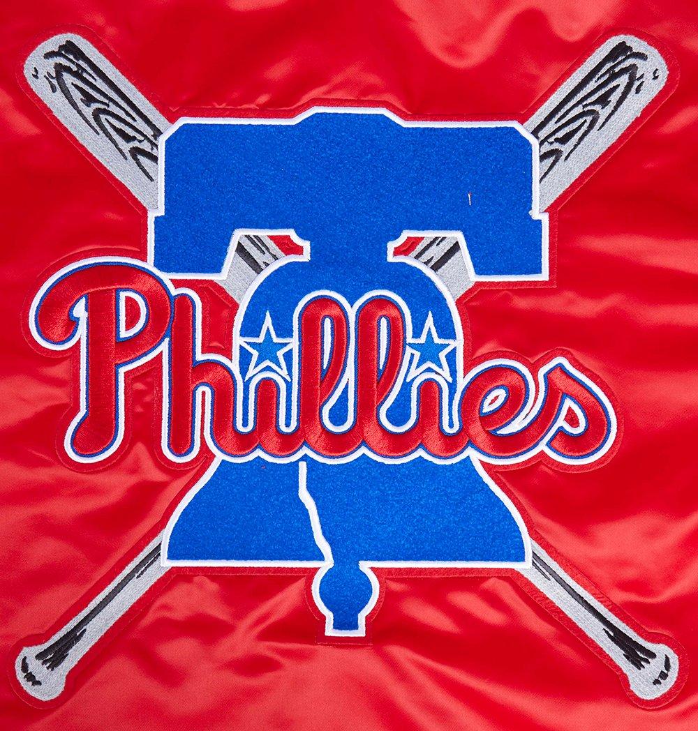 Pro Standard Men's MLB Philadelphia Phillies Mashup Rib Satin Jacket -Red - RED Thumbnail View 9