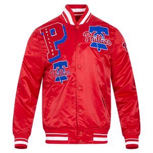 Pro Standard Men's MLB Philadelphia Phillies Mashup Rib Satin Jacket -Red