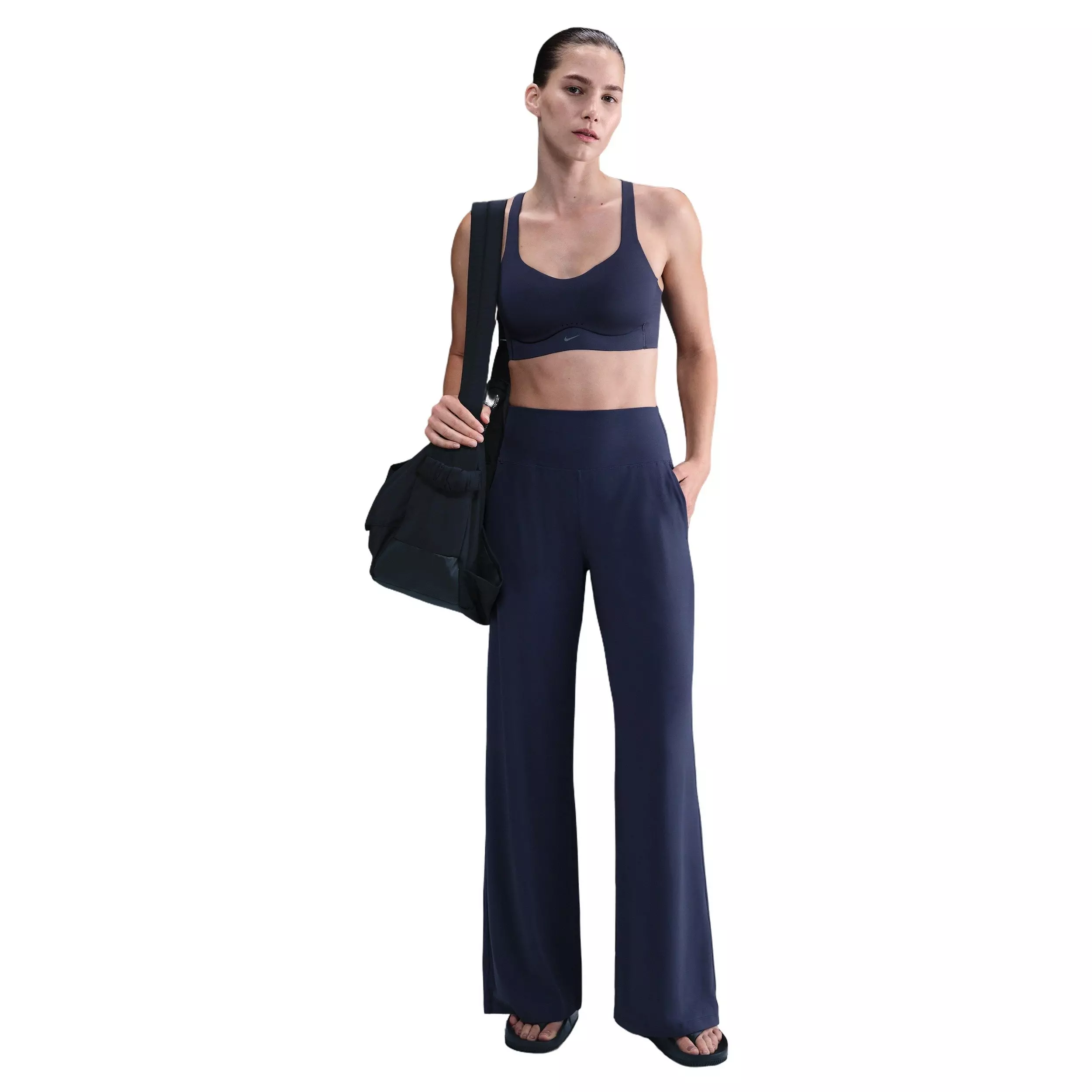 Nike Women's Zenvy Dri-FIT High-Waisted Wide-Leg Pants -Navy - NAVY