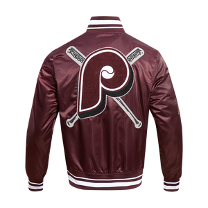 Pro Standard Men's MLB Philadelphia Phillies Retro Mashup Rib Satin Jacket -Wine