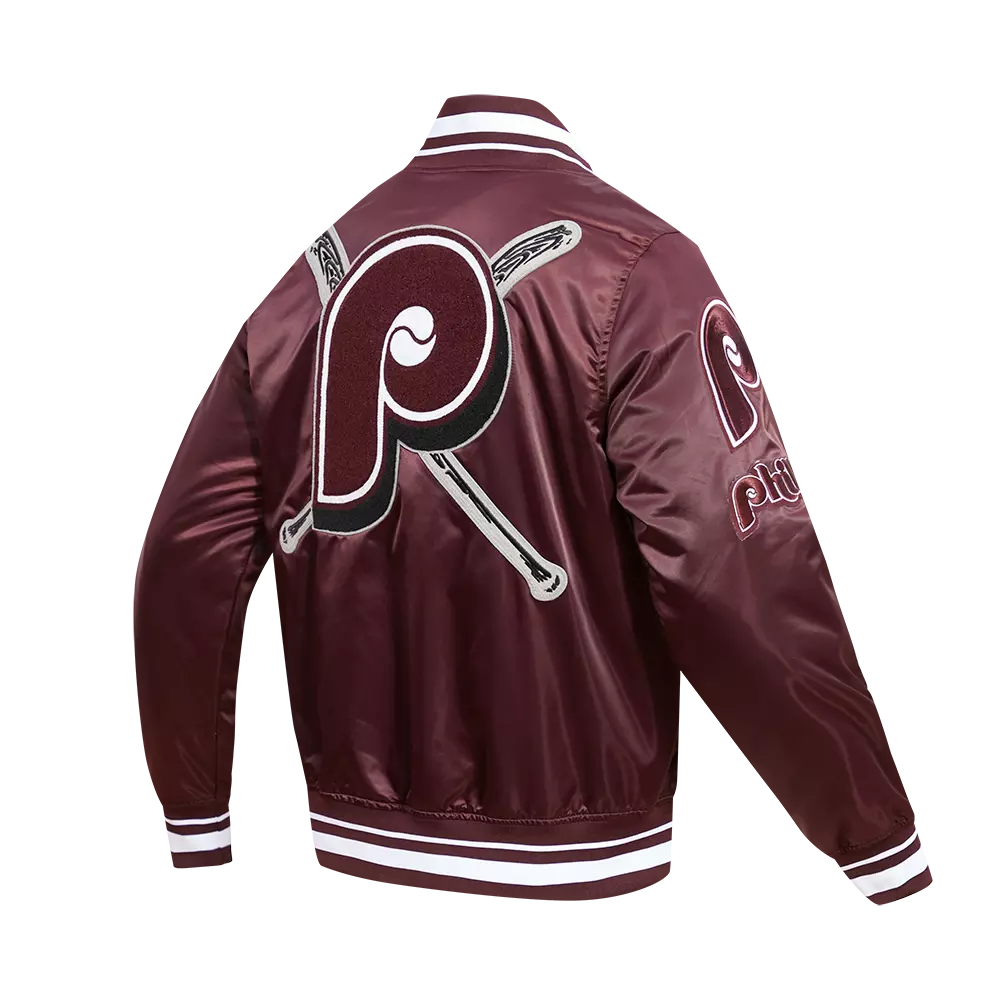 Pro Standard Men's MLB Philadelphia Phillies Retro Mashup Rib Satin Jacket - Wine - WINE
