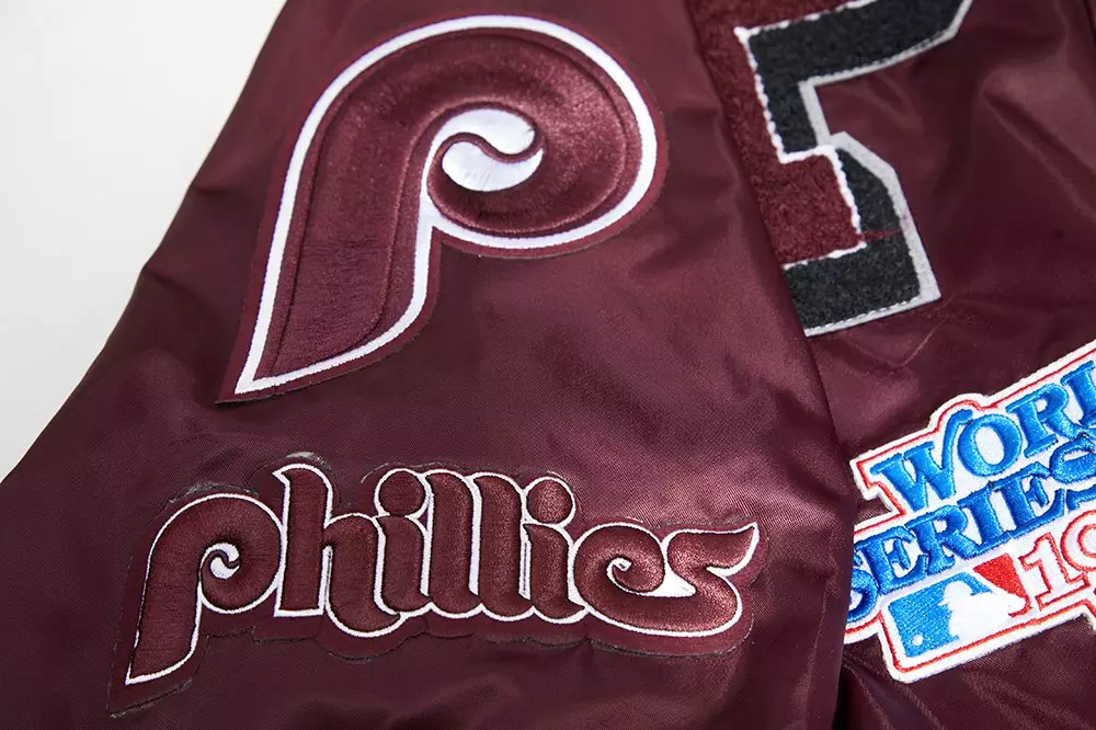 Pro Standard Men's MLB Philadelphia Phillies Retro Mashup Rib Satin Jacket - Wine - WINE
