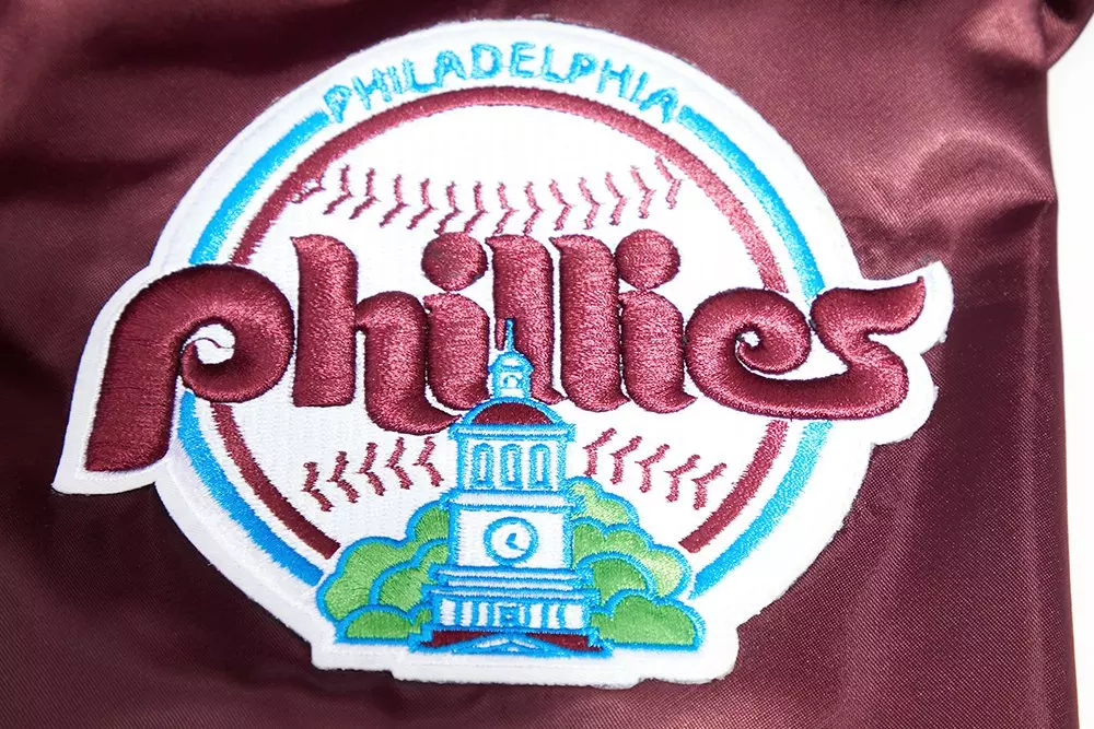 Pro Standard Men's MLB Philadelphia Phillies Retro Mashup Rib Satin Jacket -Wine - WINE
