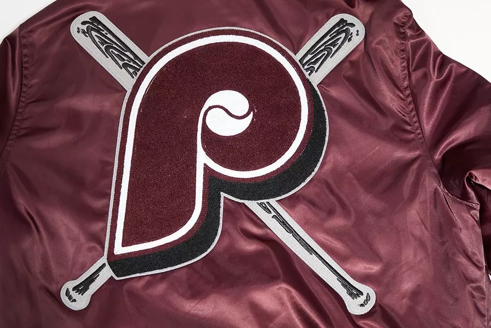 Pro Standard Men's MLB Philadelphia Phillies Retro Mashup Rib Satin Jacket -Wine - WINE