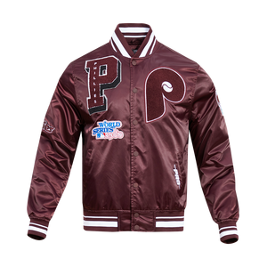 Pro Standard Men's MLB Philadelphia Phillies Retro Mashup Rib Satin Jacket -Wine