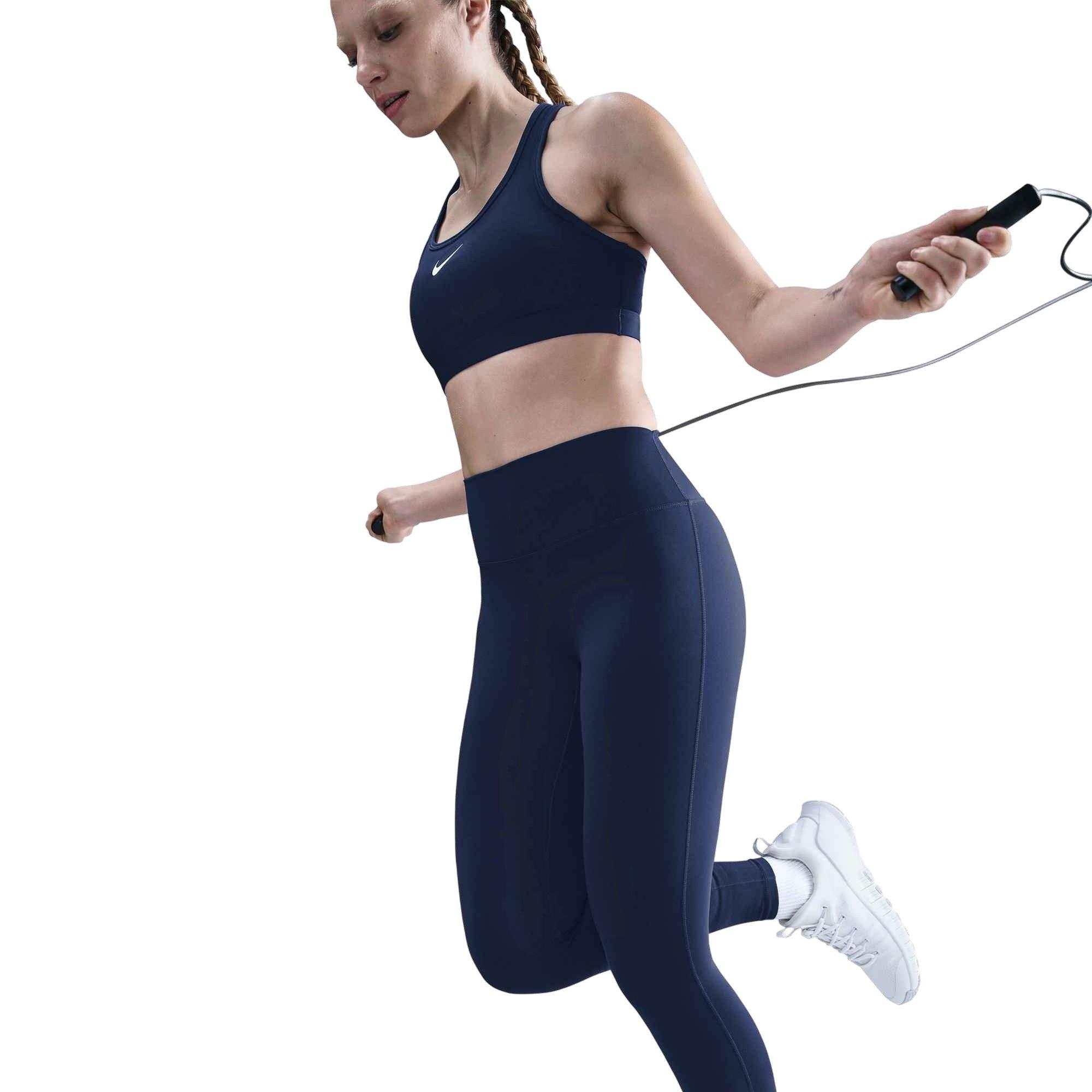 Nike Women's One Seamless Front High-Waisted Full-Length Leggings -Navy - NAVY Thumbnail View 3