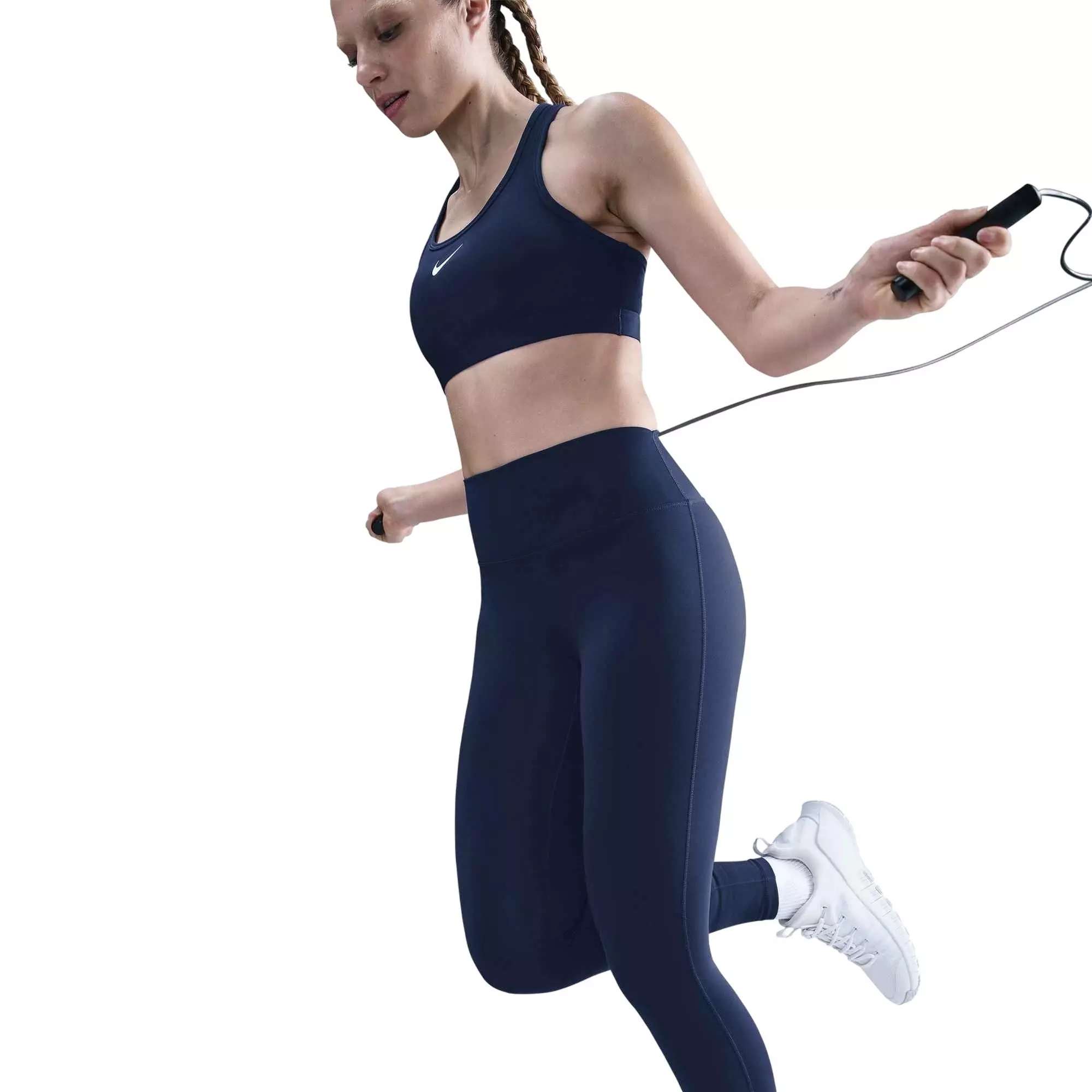 Nike Women's One Seamless Front High-Waisted Full-Length Leggings -Navy - NAVY