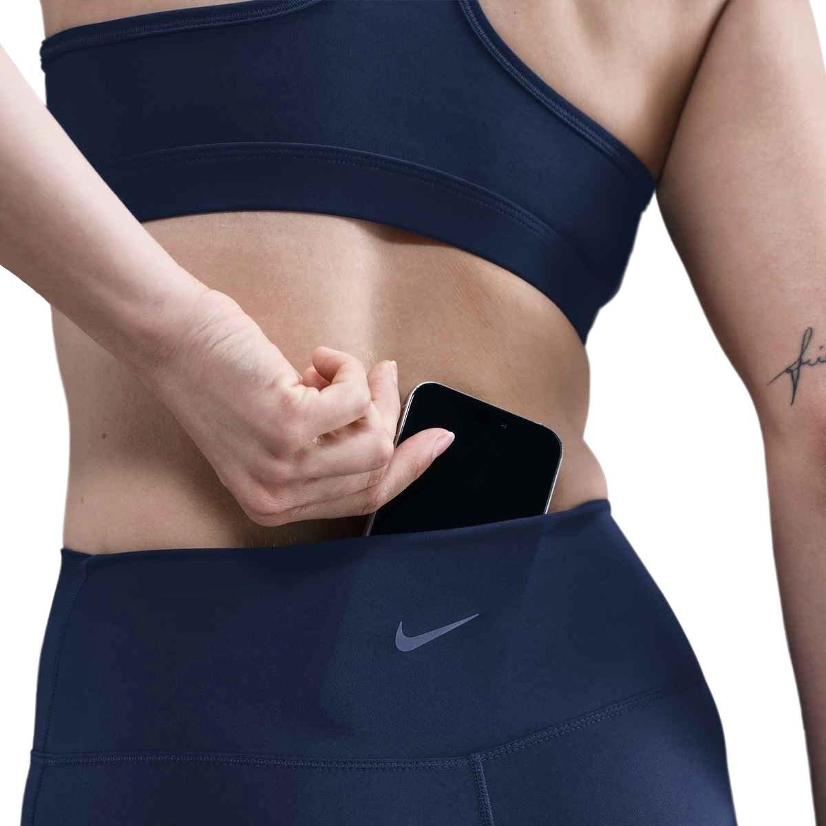 Nike Women's One Seamless Front High-Waisted Full-Length Leggings -Navy - NAVY Thumbnail View 4