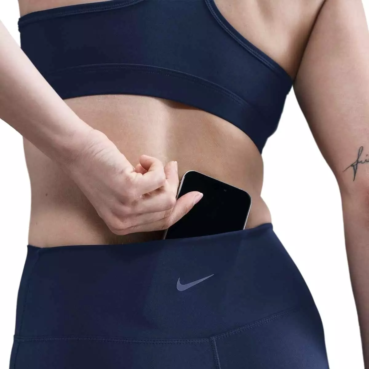 Nike Women's One Seamless Front High-Waisted Full-Length Leggings -Navy - NAVY