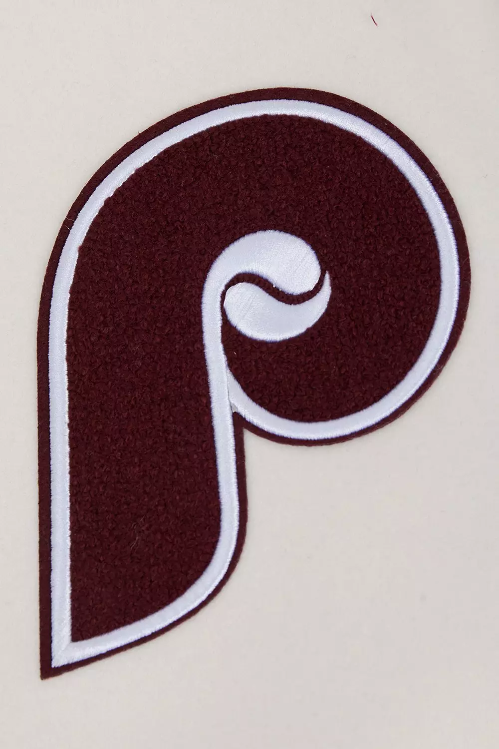 Pro Standard Men's MLB Philadelphia Phillies Retro Old English Rib Wool Varsity Jacket - Cream/Wine - CREAM/RED