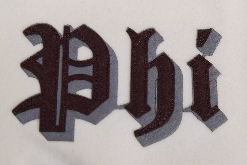 Pro Standard Men's MLB Philadelphia Phillies Retro Old English Rib Wool Varsity Jacket - Cream/Wine - CREAM/RED