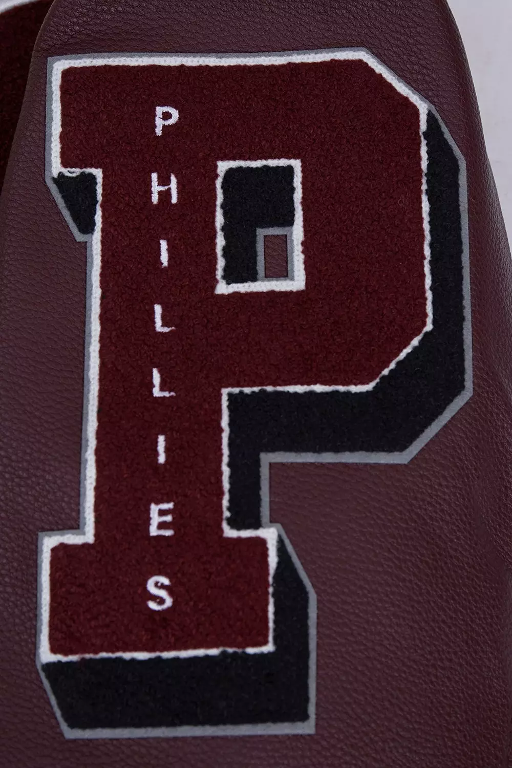 Pro Standard Men's MLB Philadelphia Phillies Retro Old English Rib Wool Varsity Jacket -Cream/Wine - CREAM/RED