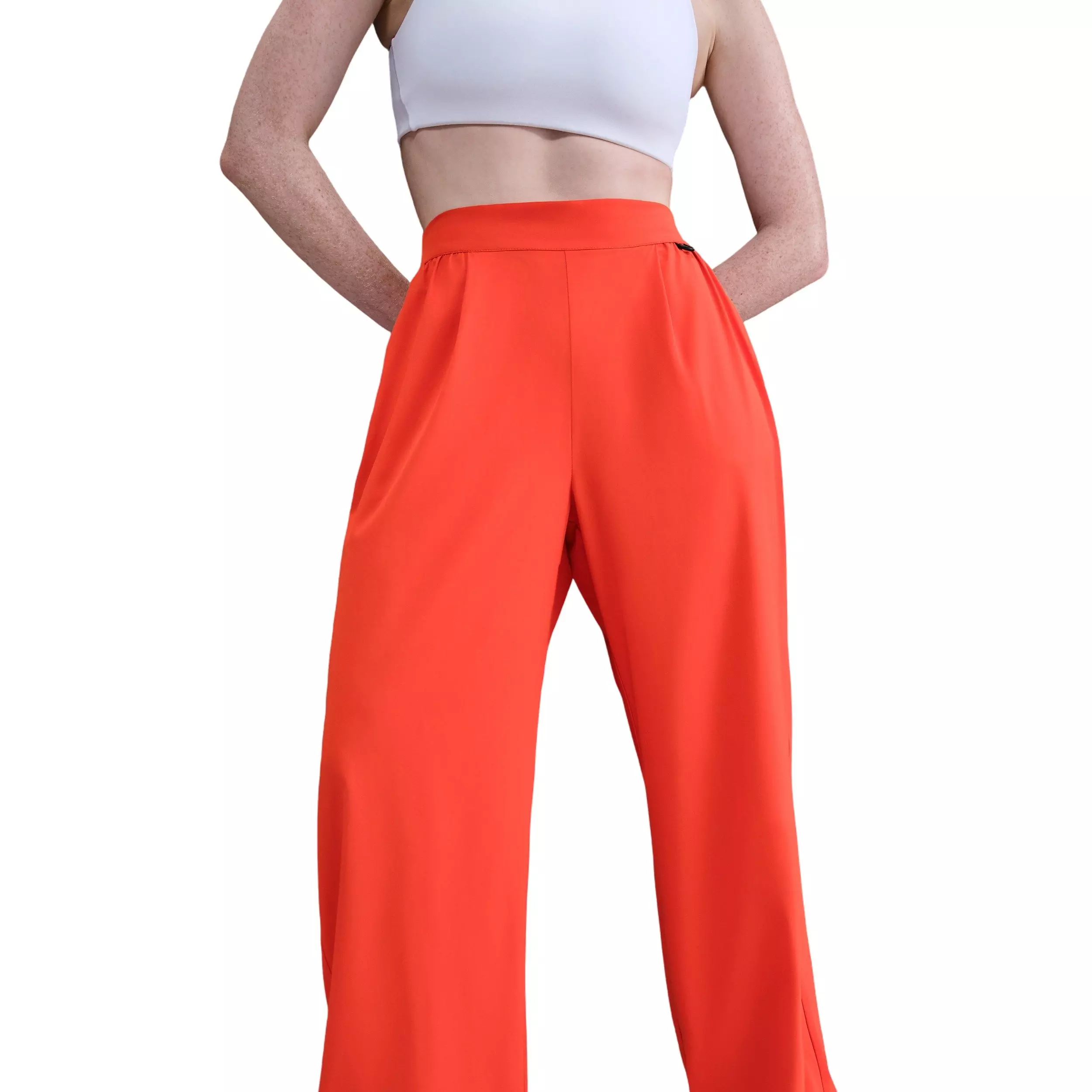 Nike Women's 24.7 PerfectStretch Dri-FIT High-Waisted Loose Wide-Leg Pants -Red - RED