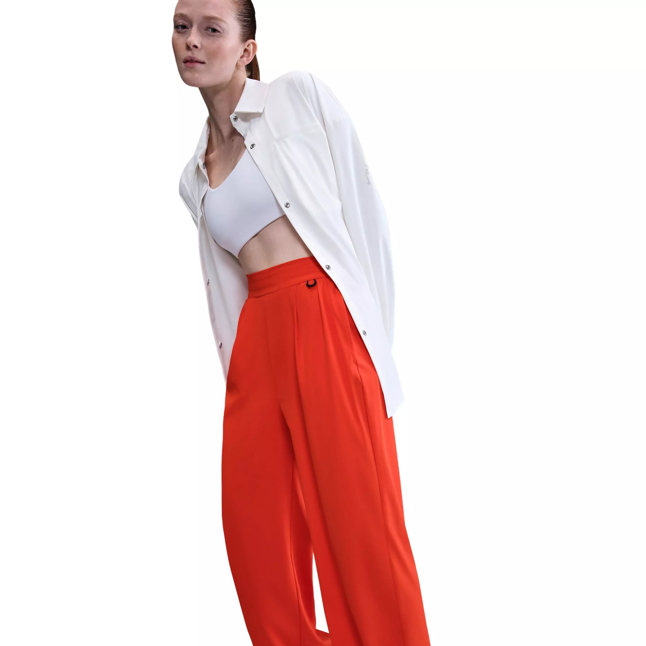 Nike Women's 24.7 PerfectStretch Dri-FIT High-Waisted Loose Wide-Leg Pants - Red - RED