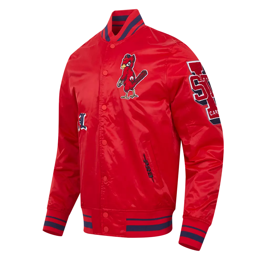Pro Standard Men's MLB St. Louis Cardinals Old English Rib Satin Varsity Jacket - Red/Navy - RED/NAVY