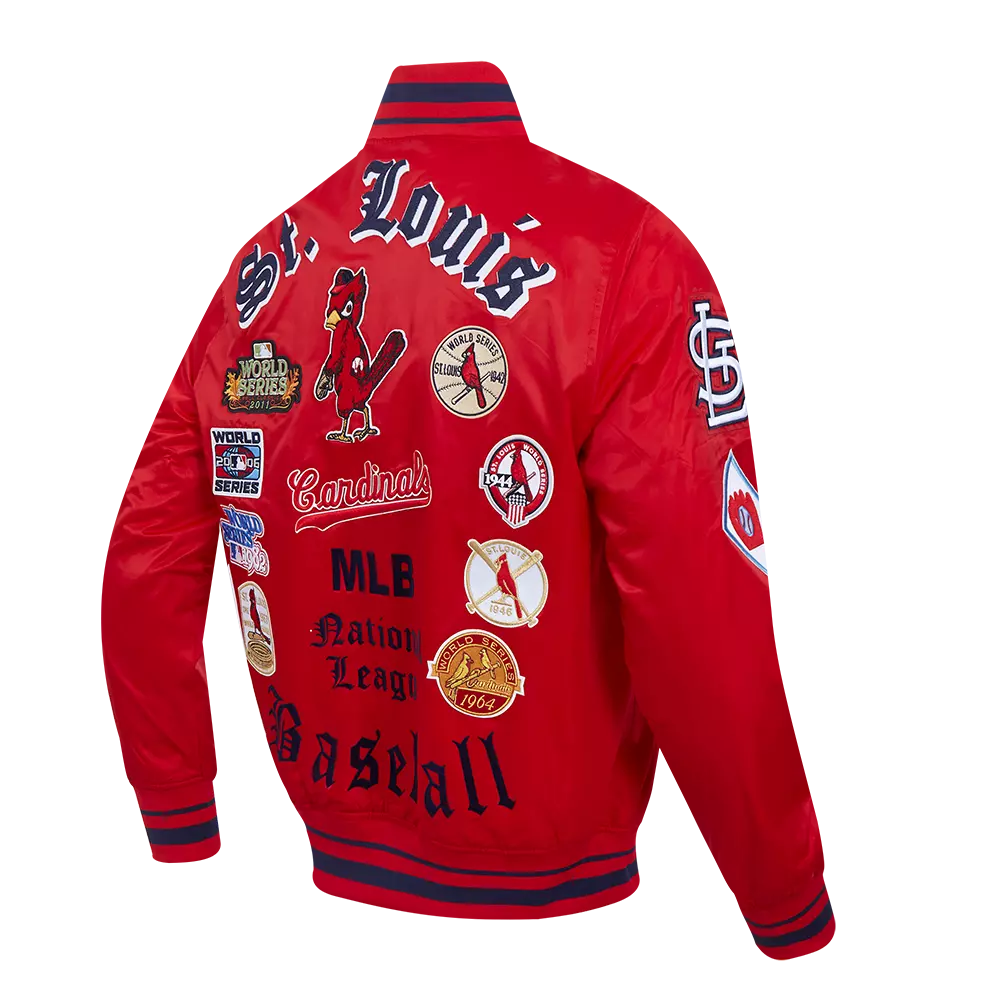 Pro Standard Men's MLB St. Louis Cardinals Old English Rib Satin Varsity Jacket - Red/Navy - RED/NAVY