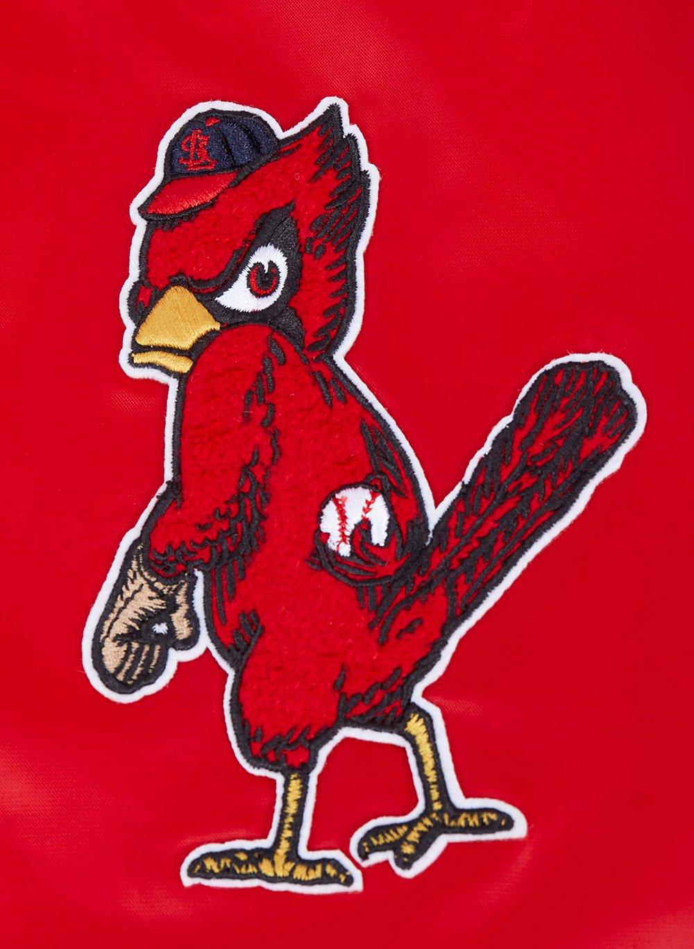 Pro Standard Men's MLB St. Louis Cardinals Old English Rib Satin Varsity Jacket - Red/Navy - RED/NAVY Thumbnail View 7