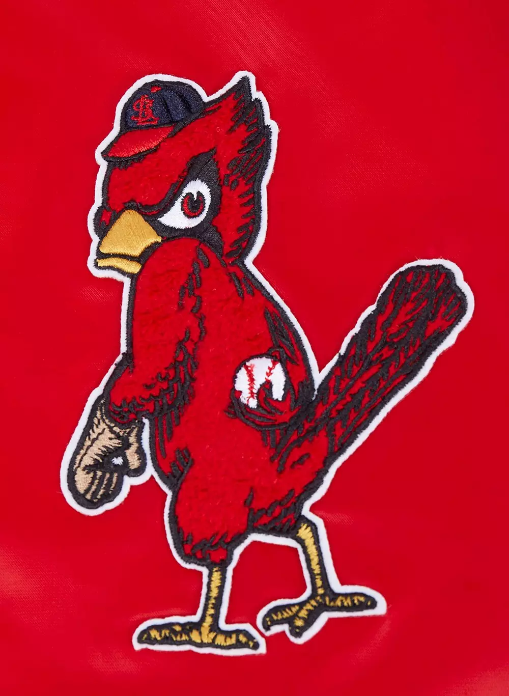 Pro Standard Men's MLB St. Louis Cardinals Old English Rib Satin Varsity Jacket - Red/Navy - RED/NAVY