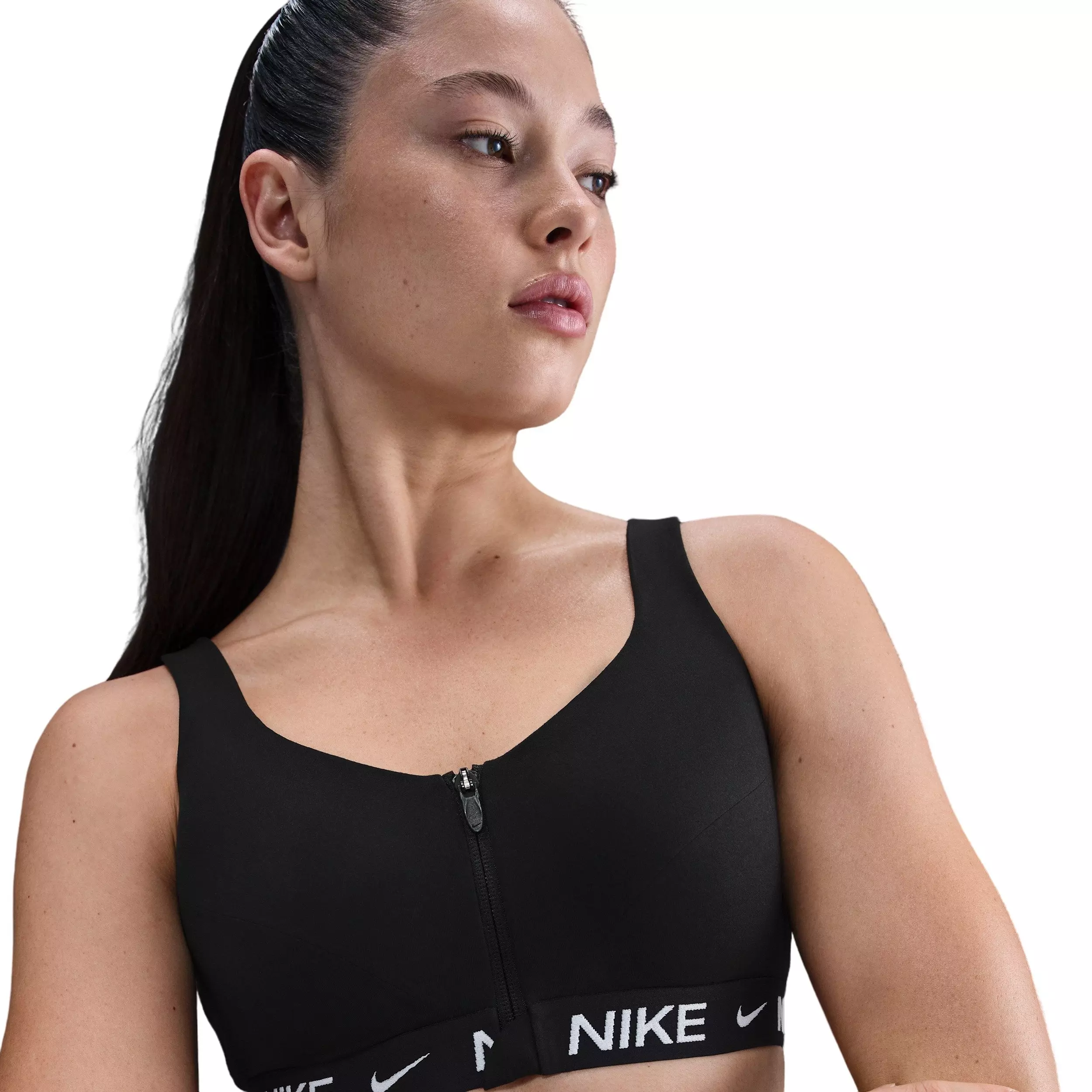 Nike Women's Indy High Support Padded Front-Zip Sports Bra - Black - BLACK