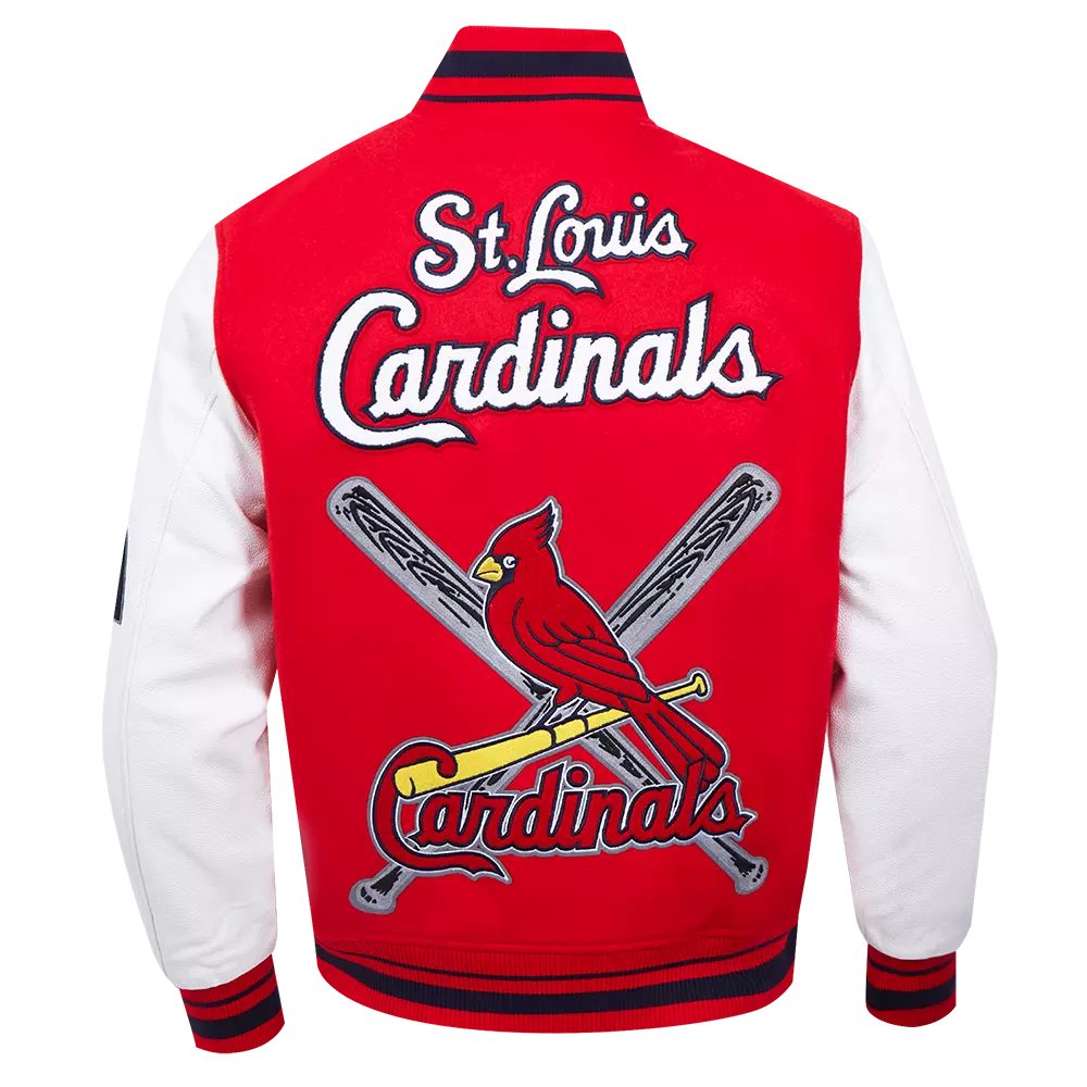 Pro Standard Men's MLB St. Louis Cardinals Mashup Rib Wool Varsity Jacket - Red/White - RED/WHITE