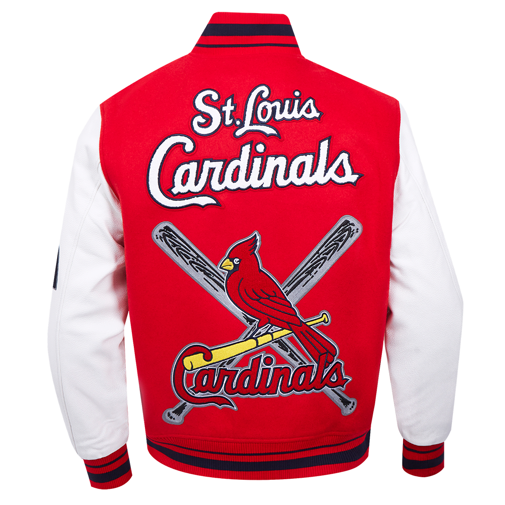 Pro Standard Men's MLB St. Louis Cardinals Mashup Rib Wool Varsity Jacket -Red/White - RED/WHITE Thumbnail View 2