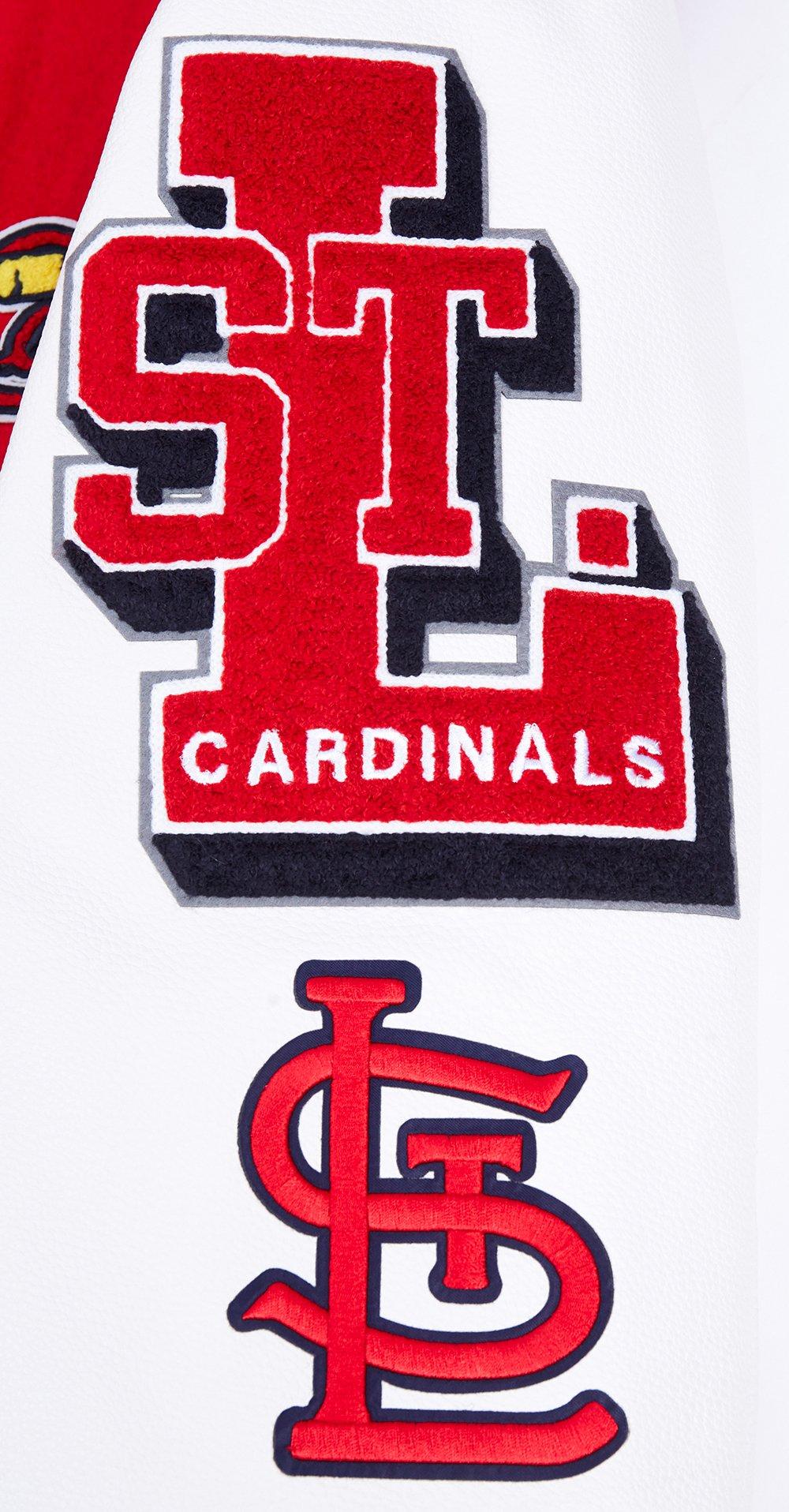 Pro Standard Men's MLB St. Louis Cardinals Mashup Rib Wool Varsity Jacket - Red/White - RED/WHITE Thumbnail View 6