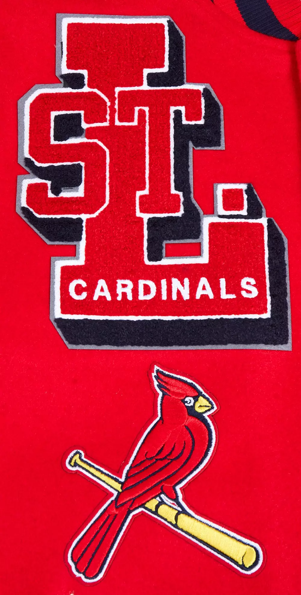 Pro Standard Men's MLB St. Louis Cardinals Mashup Rib Wool Varsity Jacket - Red/White - RED/WHITE