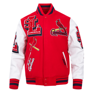Pro Standard Men's MLB St. Louis Cardinals Mashup Rib Wool Varsity Jacket -Red/White