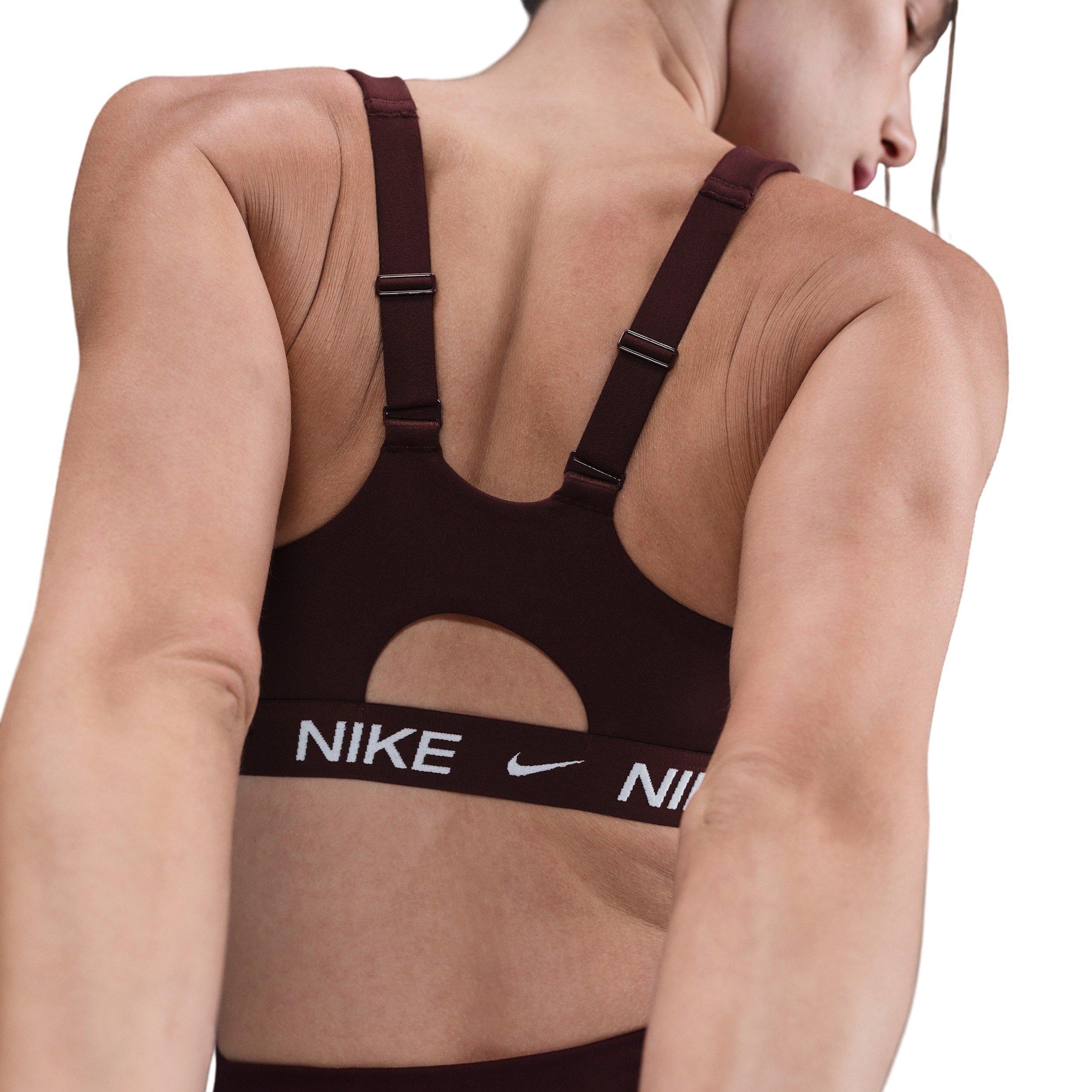 Nike Women's Indy High Support Padded Front-Zip Sports Bra -Burgundy - RED Thumbnail View 2