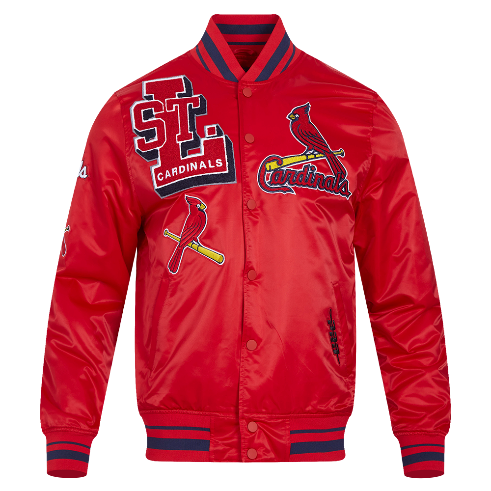 Pro Standard Men's MLB St. Louis Cardinals Mashup Rib Satin Jacket -Red/Navy - RED/NAVY Thumbnail View 1