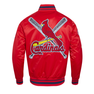 Pro Standard Men's MLB St. Louis Cardinals Mashup Rib Satin Jacket -Red/Navy