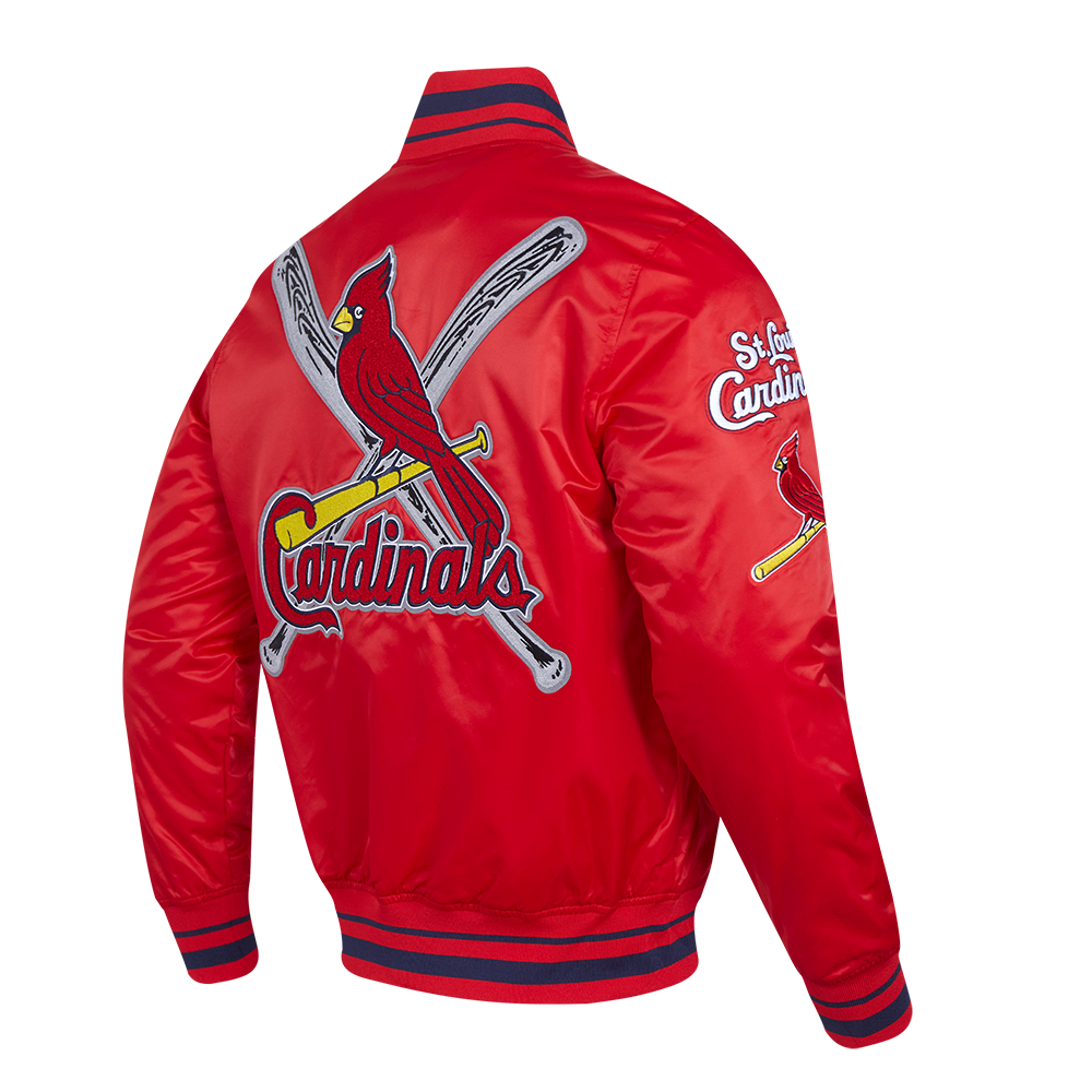 Pro Standard Men's MLB St. Louis Cardinals Mashup Rib Satin Jacket - Red/Navy - RED/NAVY Thumbnail View 4