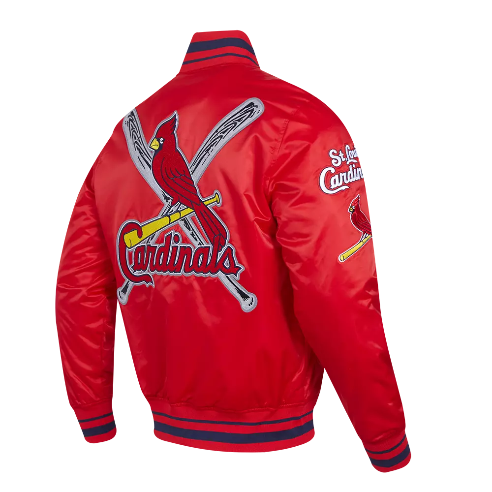 Pro Standard Men's MLB St. Louis Cardinals Mashup Rib Satin Jacket - Red/Navy - RED/NAVY