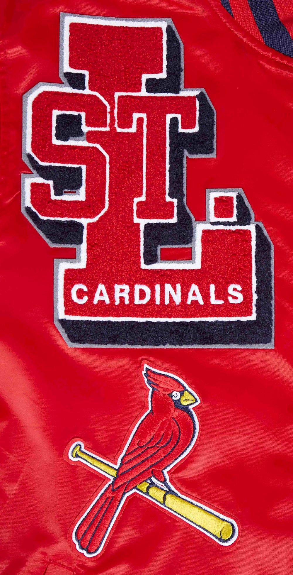 Pro Standard Men's MLB St. Louis Cardinals Mashup Rib Satin Jacket - Red/Navy - RED/NAVY Thumbnail View 6